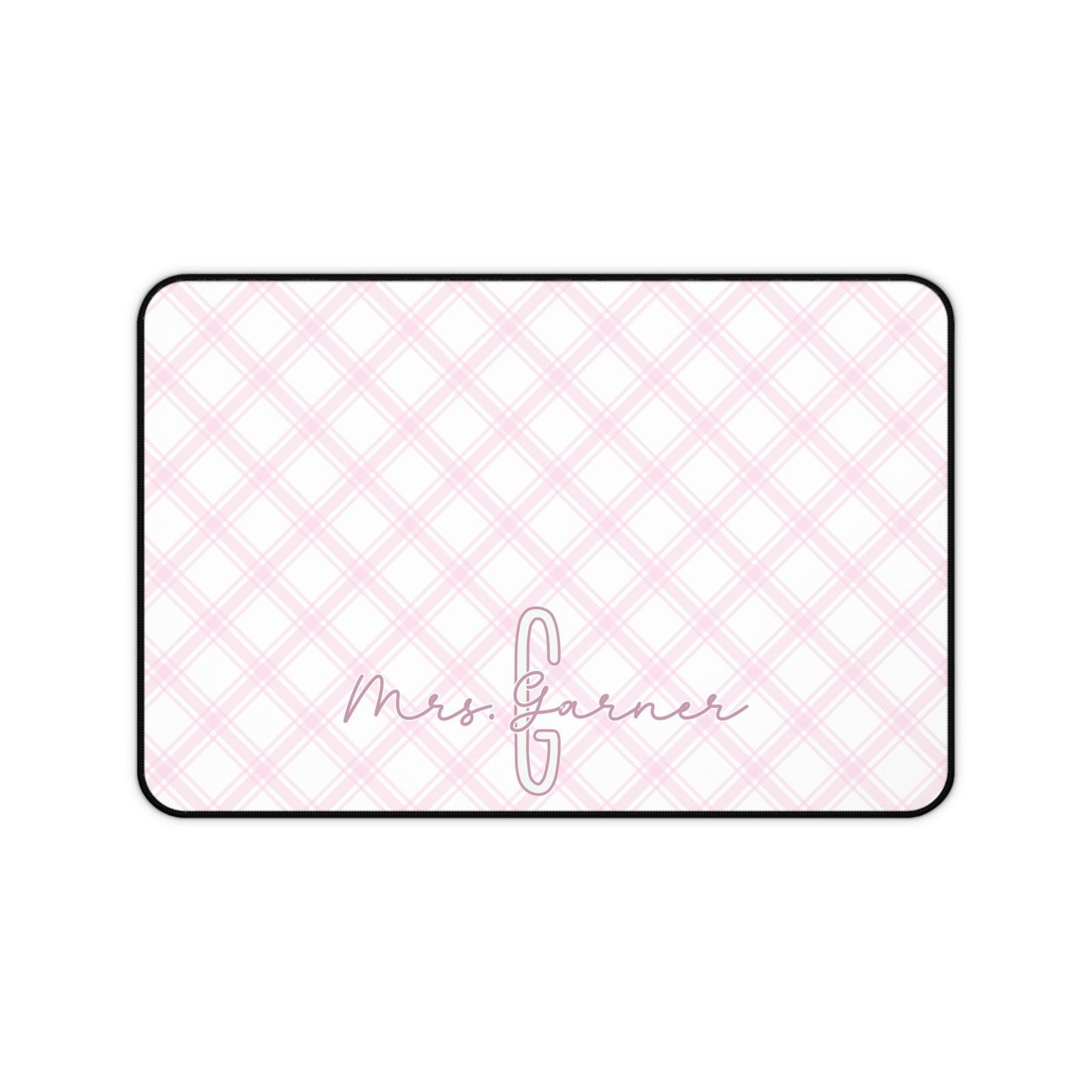 Pink Plaid Desk Pad Personalized