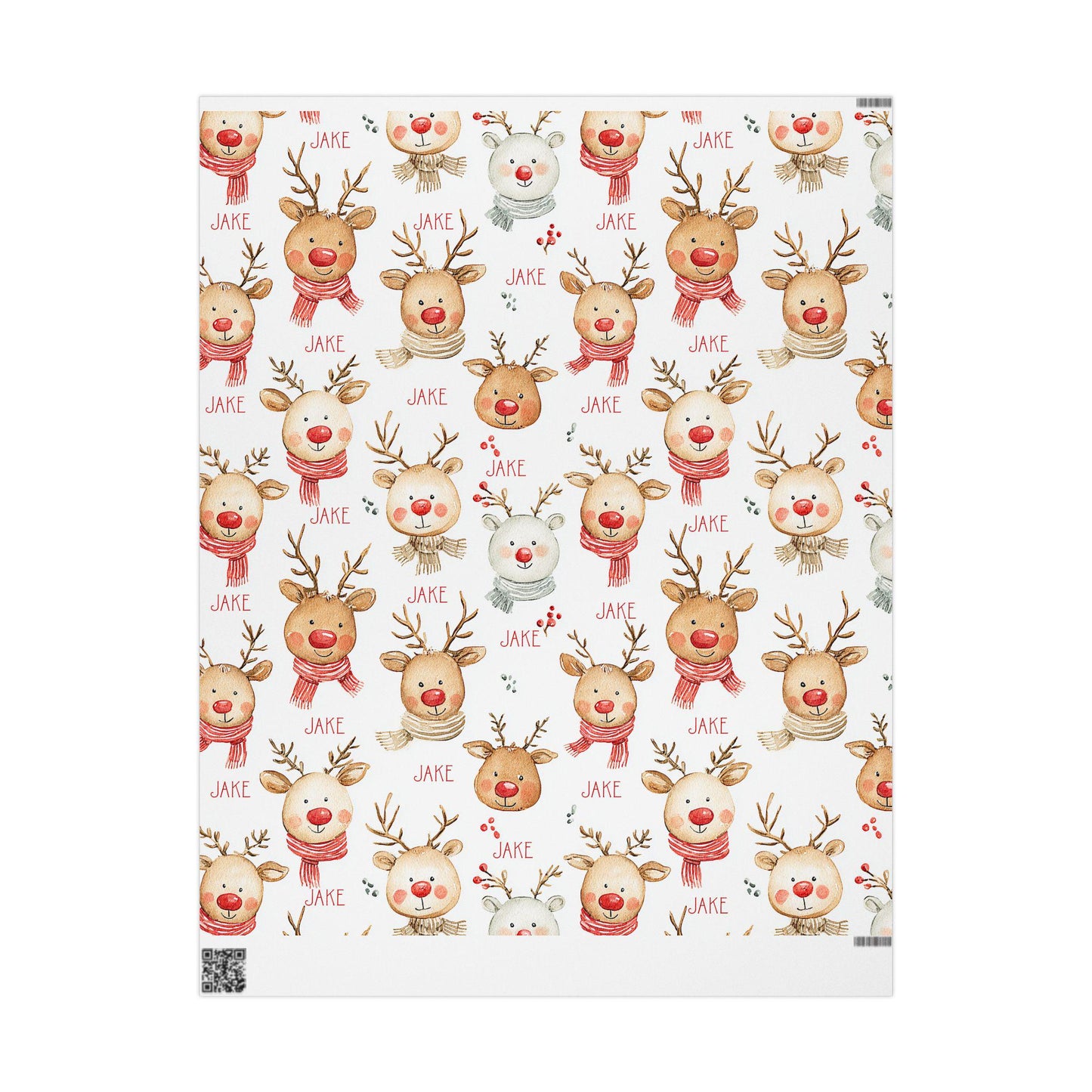 Personalized Christmas Wrapping Paper Reindeer & Polar Bears