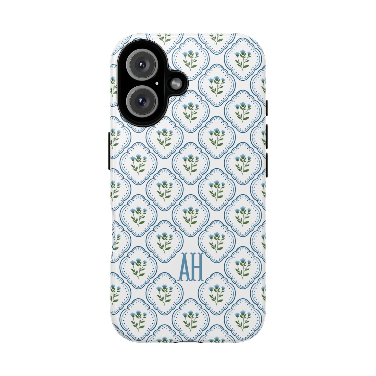 Blue Cottage Floral Monogram phone case