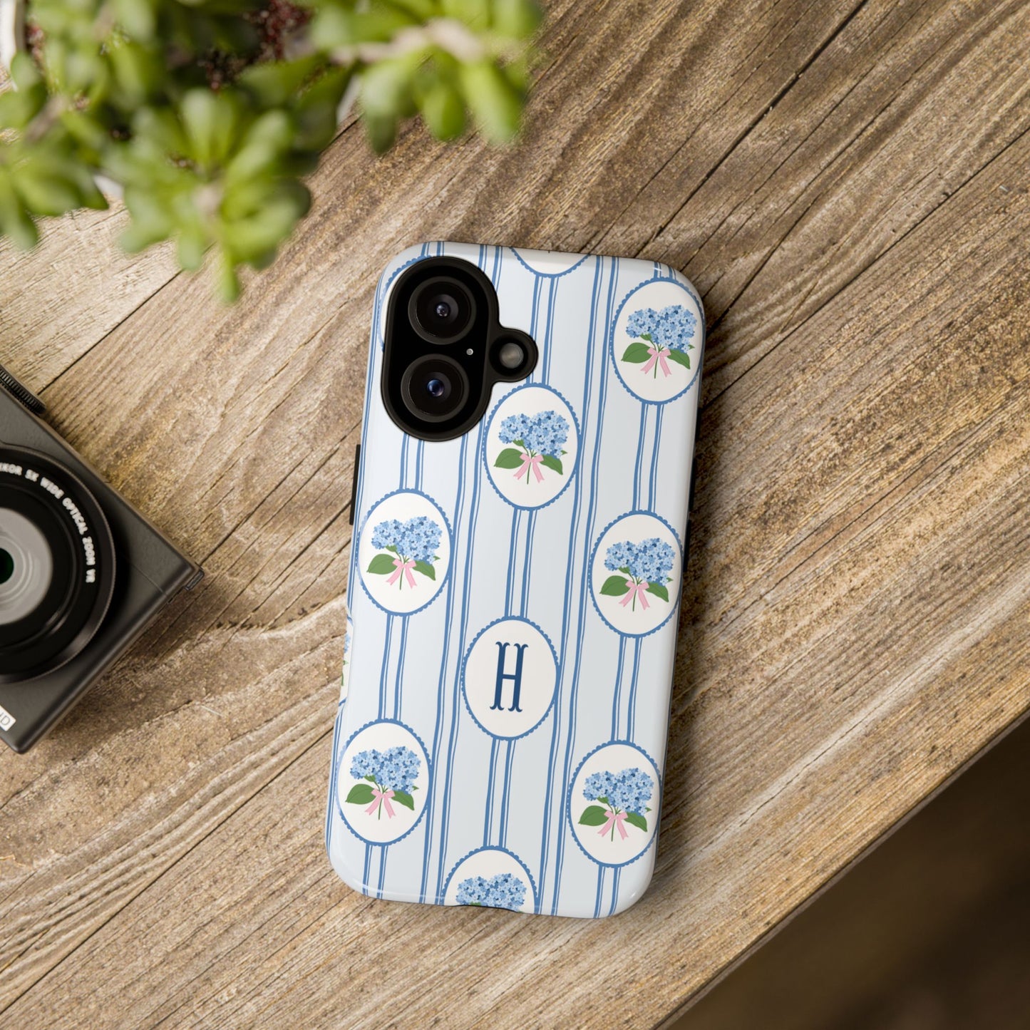 Blue Hydrangea Personalized Preppy Phone Case