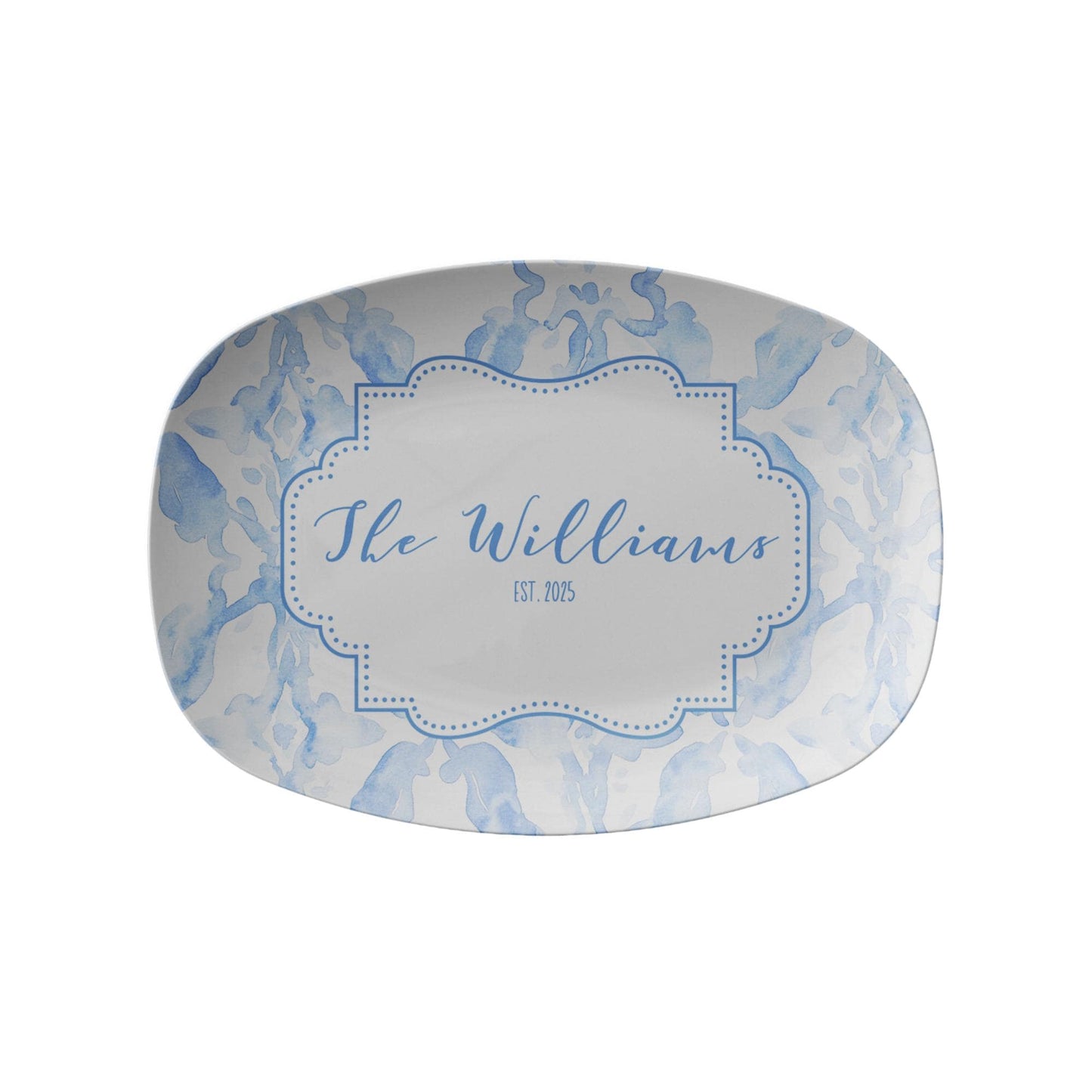 Blue Watercolor Platter Personalized