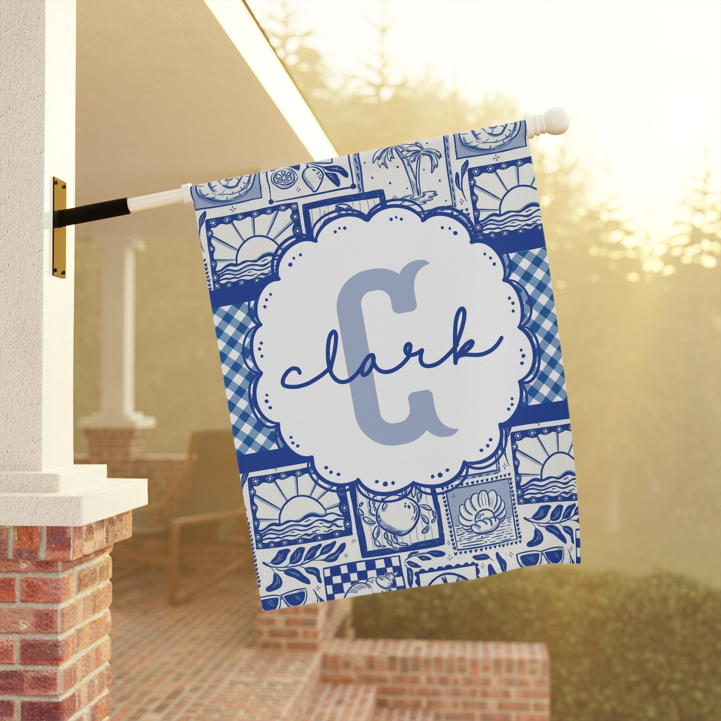 Personalized Blue Coastal Garden Flag