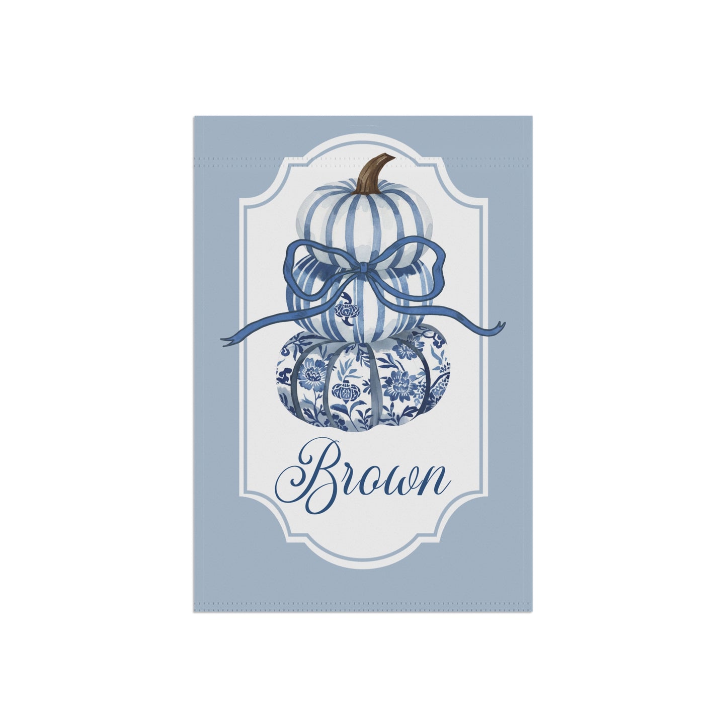 Blue Toile Pumpkins Garden Flag | House Banner, Personalized Name