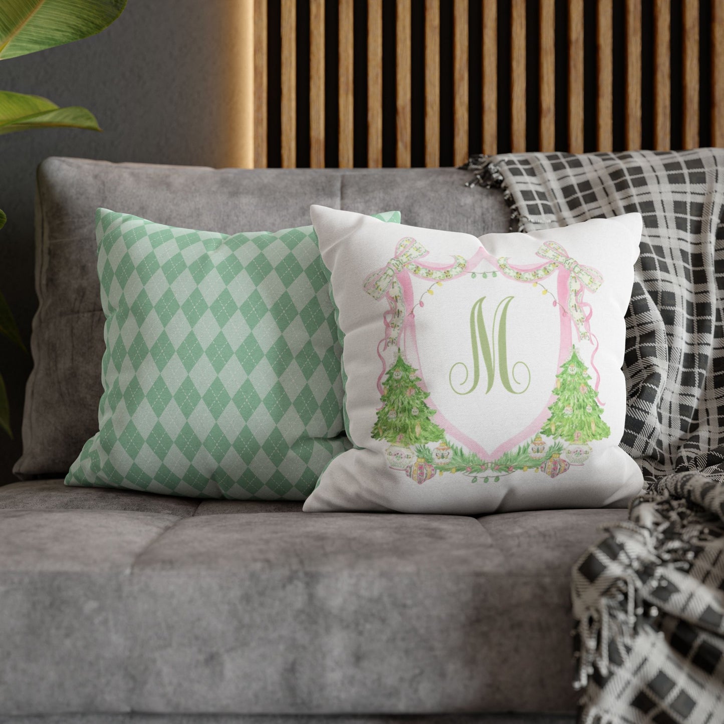 Floral Monogram M Pillowcase, Pillow Cover