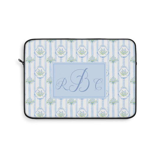 Floral Personalized Monogram Laptop Sleeve