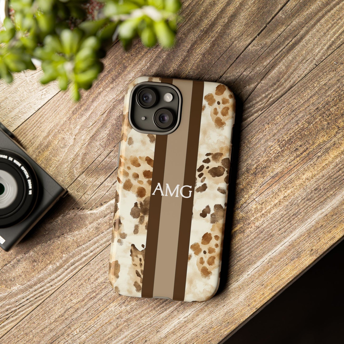 Giraffe Print Monogram Phone Case