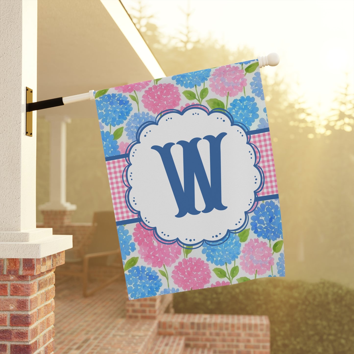 Hydrangea Monogram Garden Flag