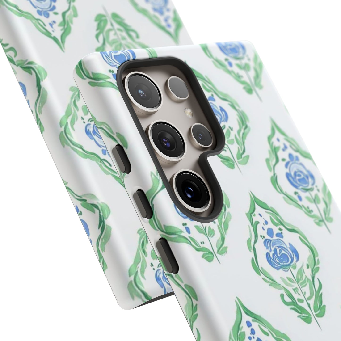 Blue Rose Grandmillennial Monogram Phone Case Personalized