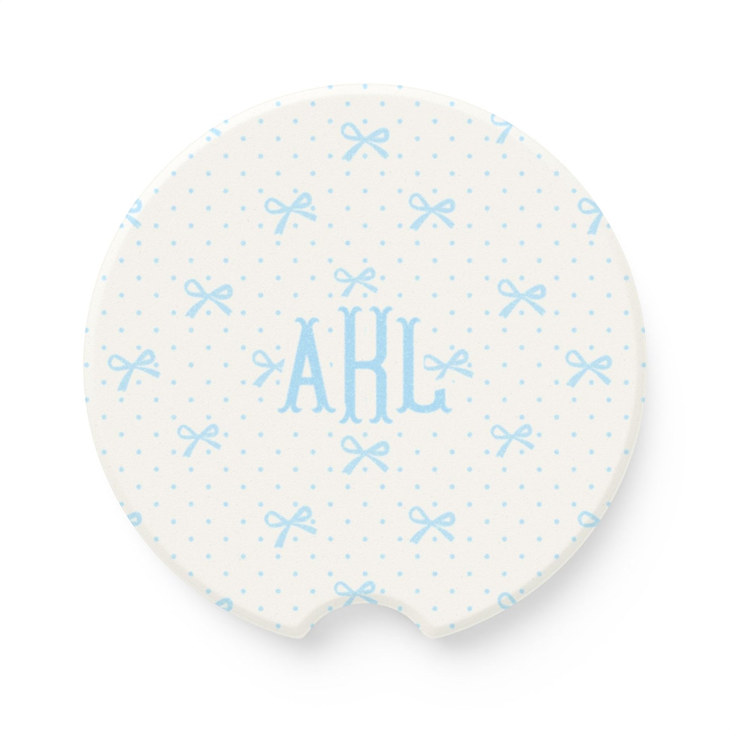 Custom Monogrammed Coquette Car Coaster Blue Bows