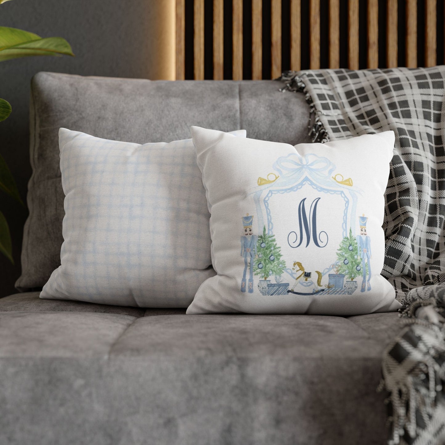 Monogram M Nutcracker Pillowcase | Square Accent Pillowcase