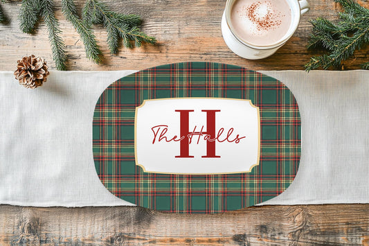 Personalized Christmas Tartan Platter