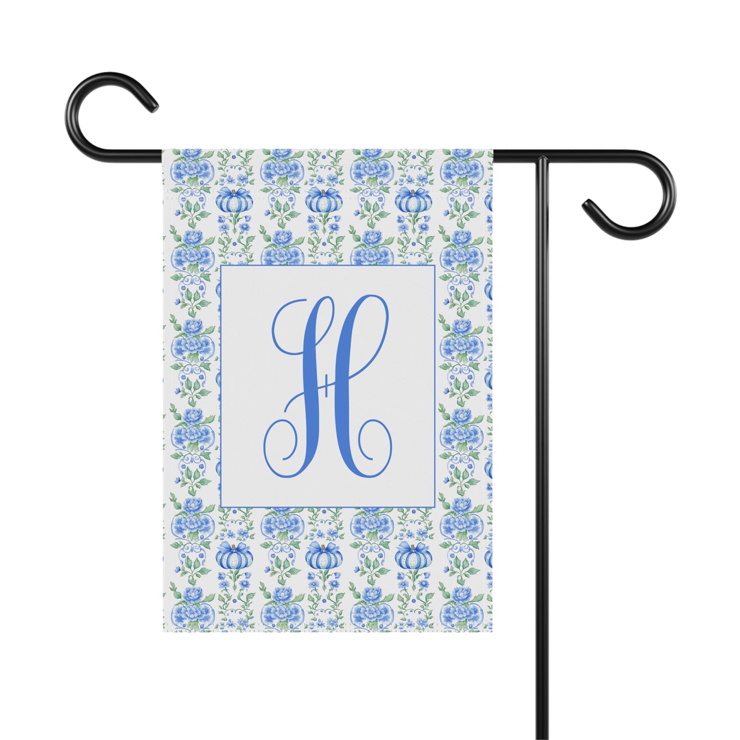 Pumpkin Monogram Wall Art  Grandmillennial Fall Decor, Personalized Floral Printable, Custom Initial Artwork for Home or Gifts