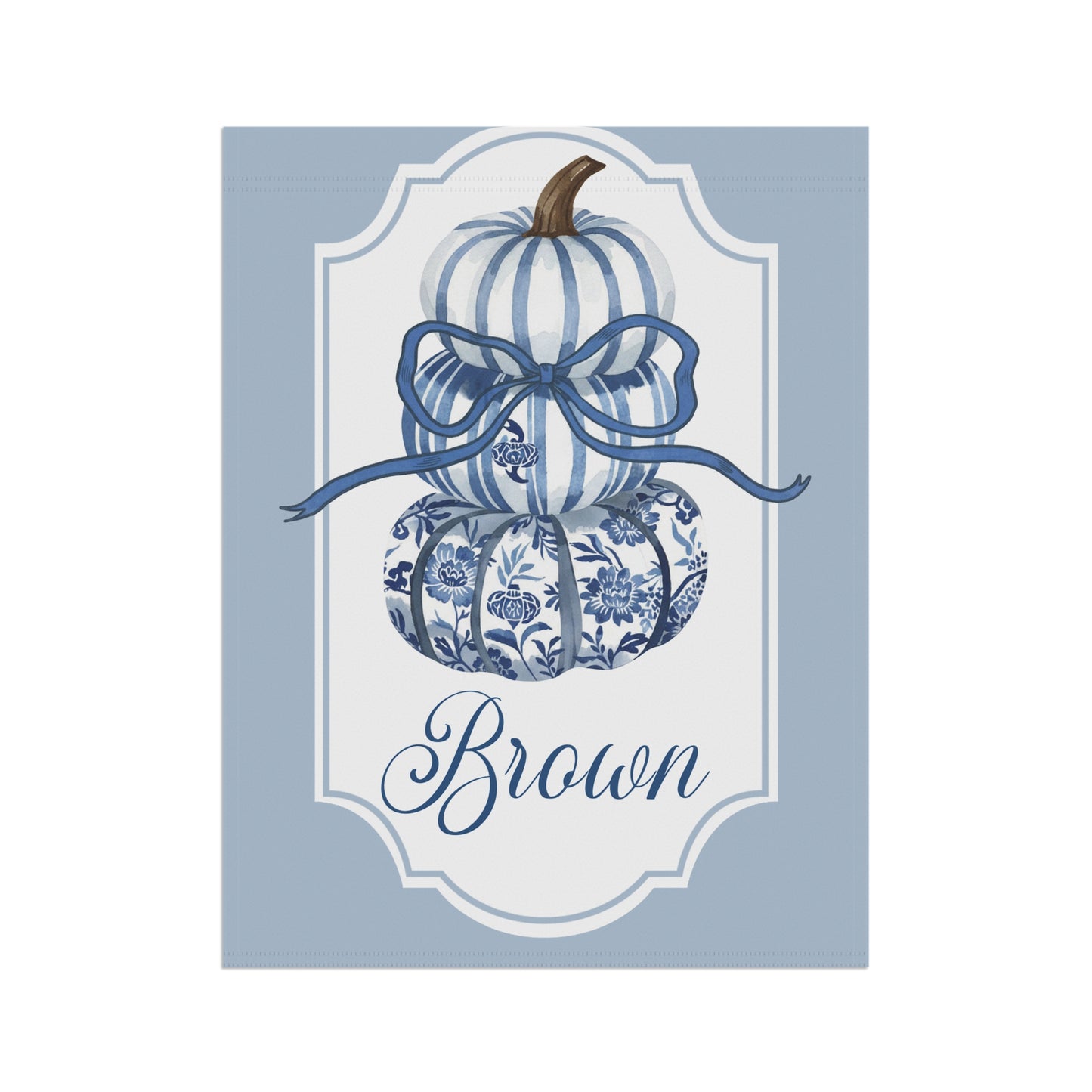 Blue Toile Pumpkins Garden Flag | House Banner, Personalized Name