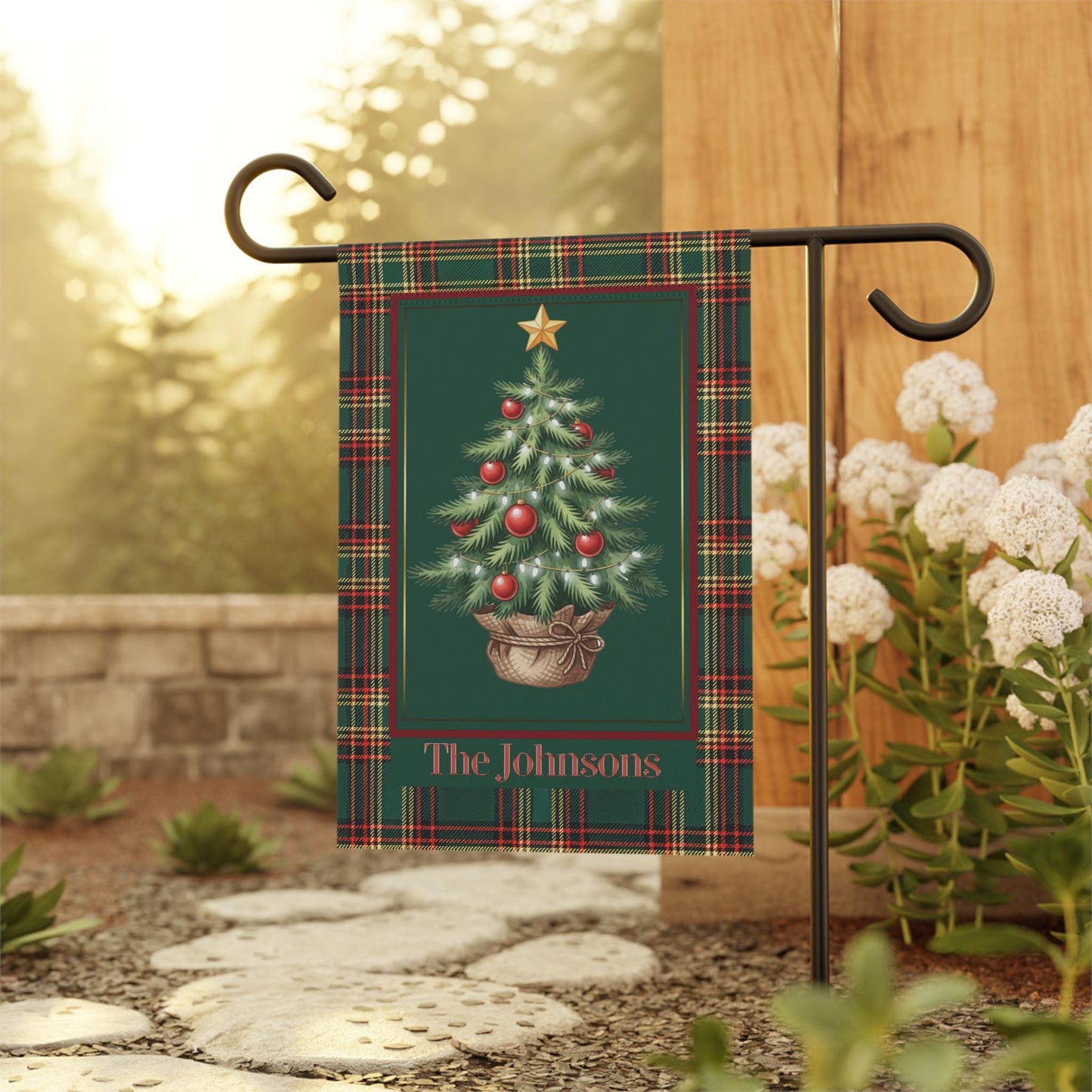 Personalized Ralph Lauren Inspired Christmas Tree Garden Flag