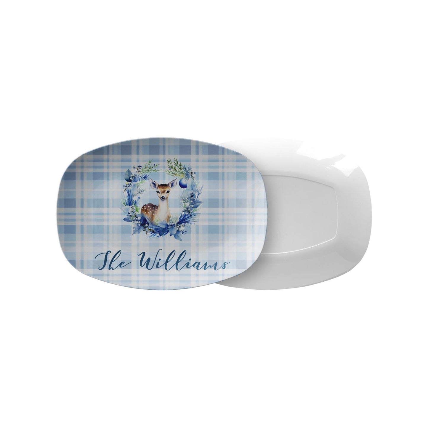 Personalized Blue Deer Christmas Platter