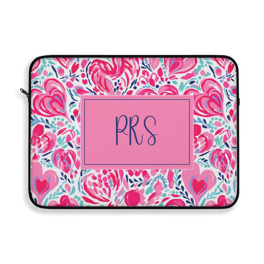Personalized Preppy Hearts Laptop Sleeve