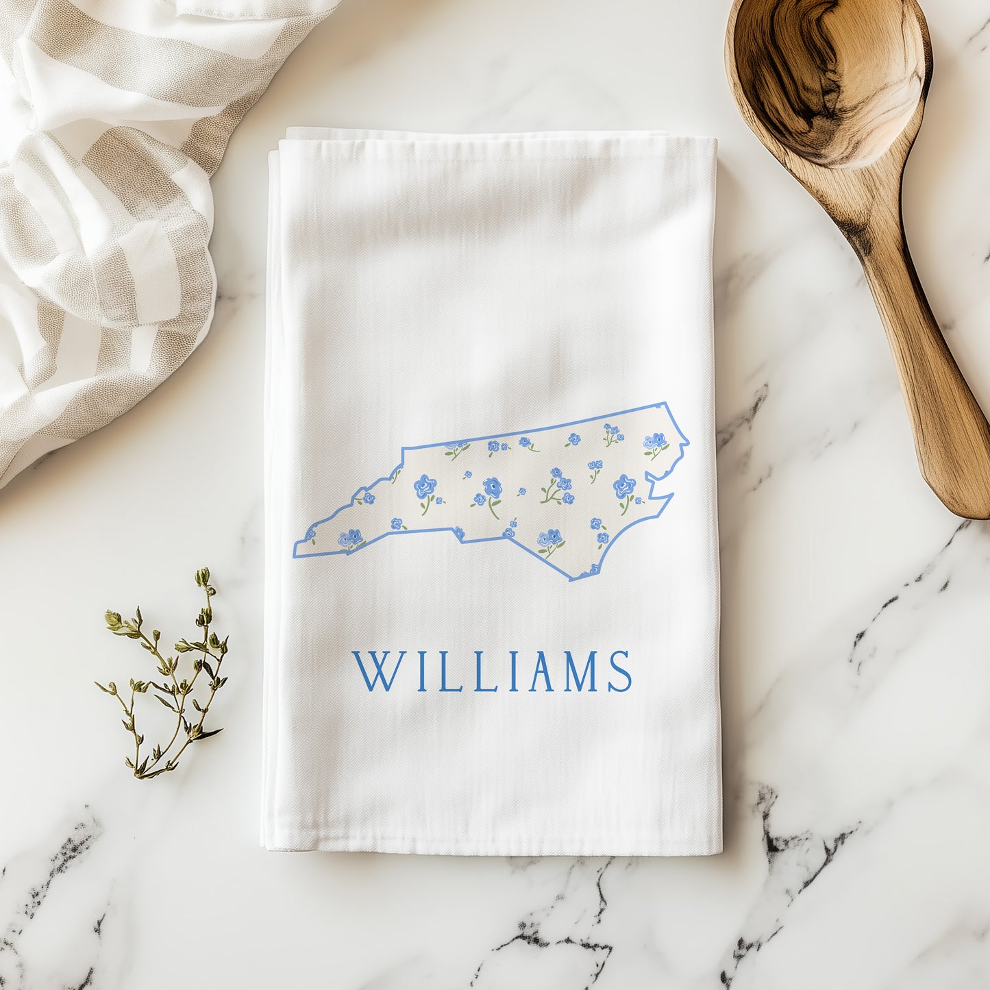 Personalized Preppy State Tea Towel