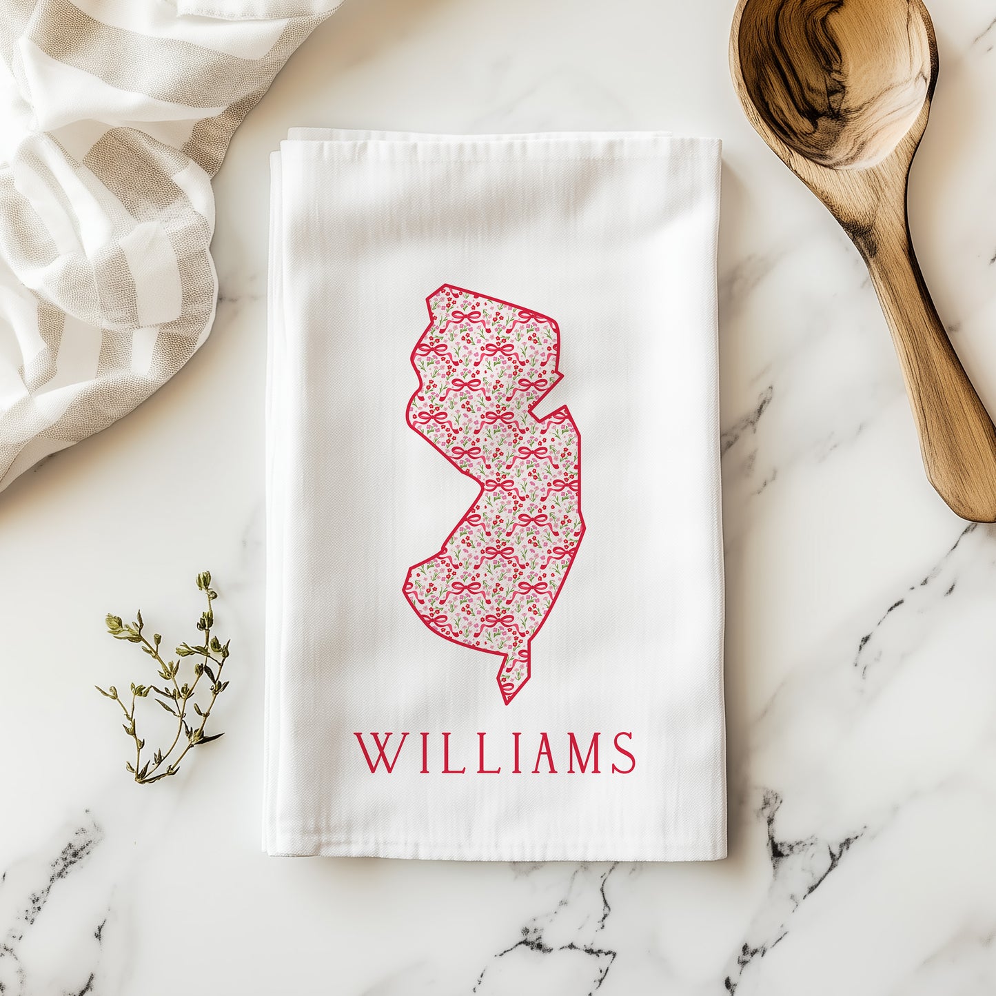 Personalized Preppy State Tea Towel