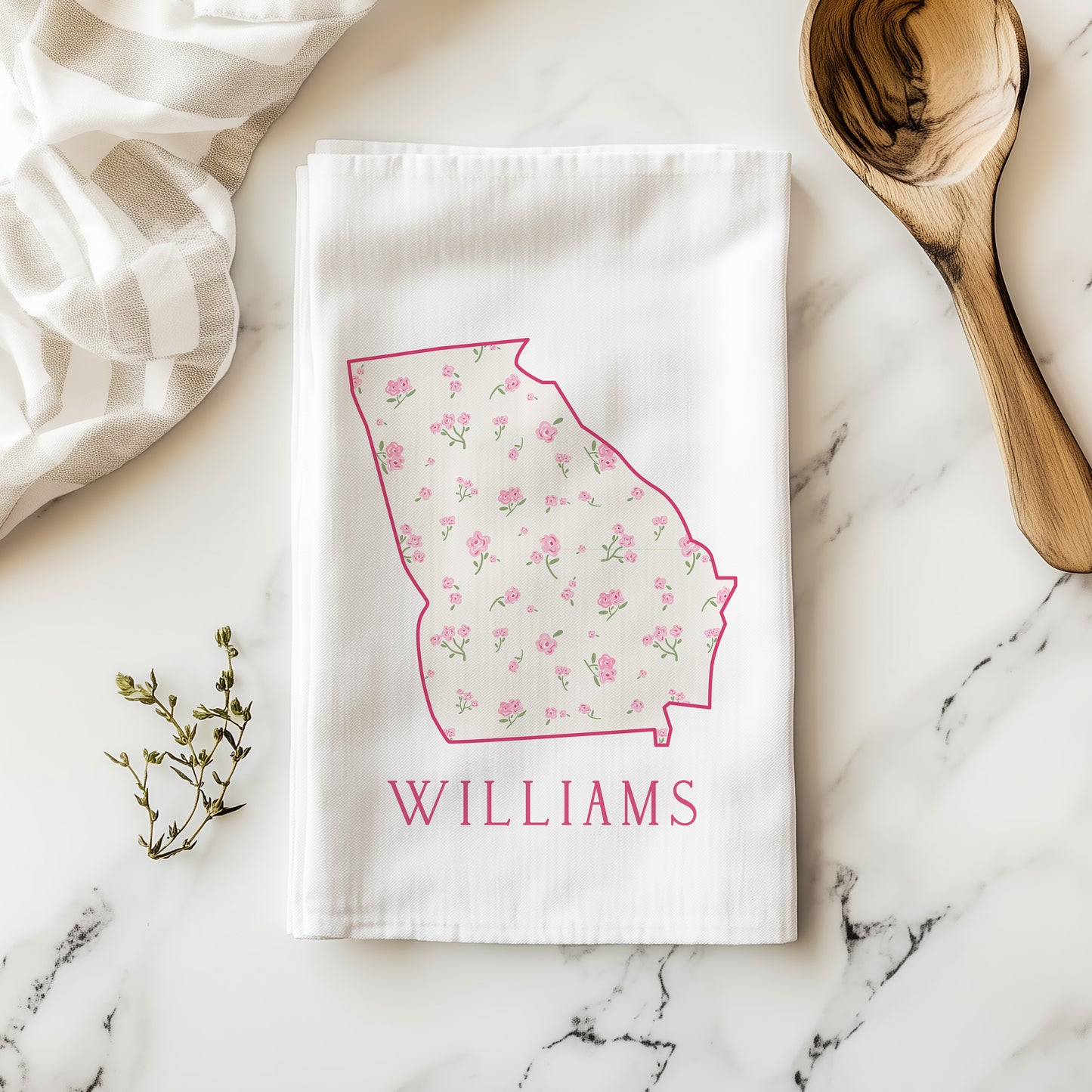 Personalized Preppy State Tea Towel