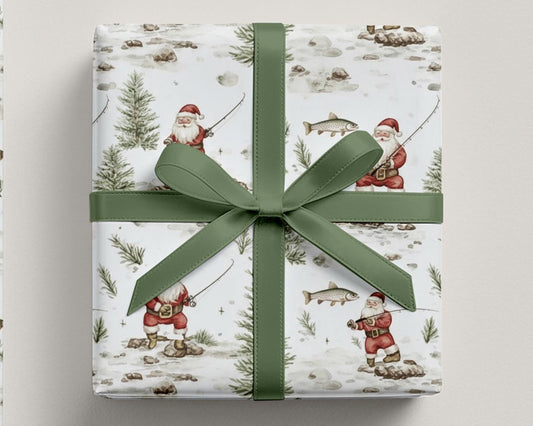 Fishing Santa Wrapping Paper