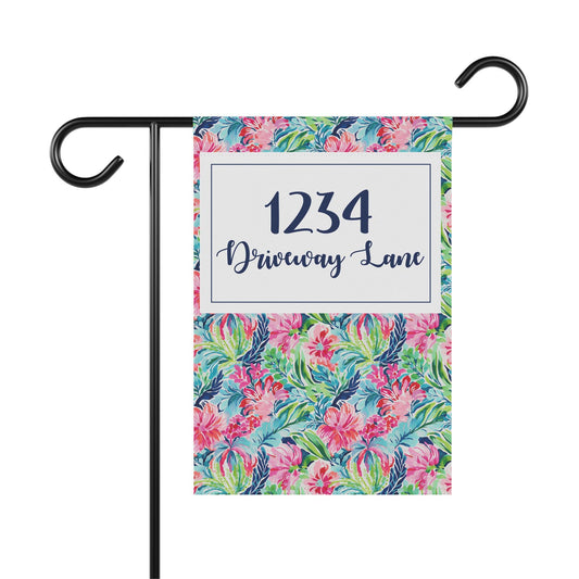 Preppy Floral House Number Garden Flag