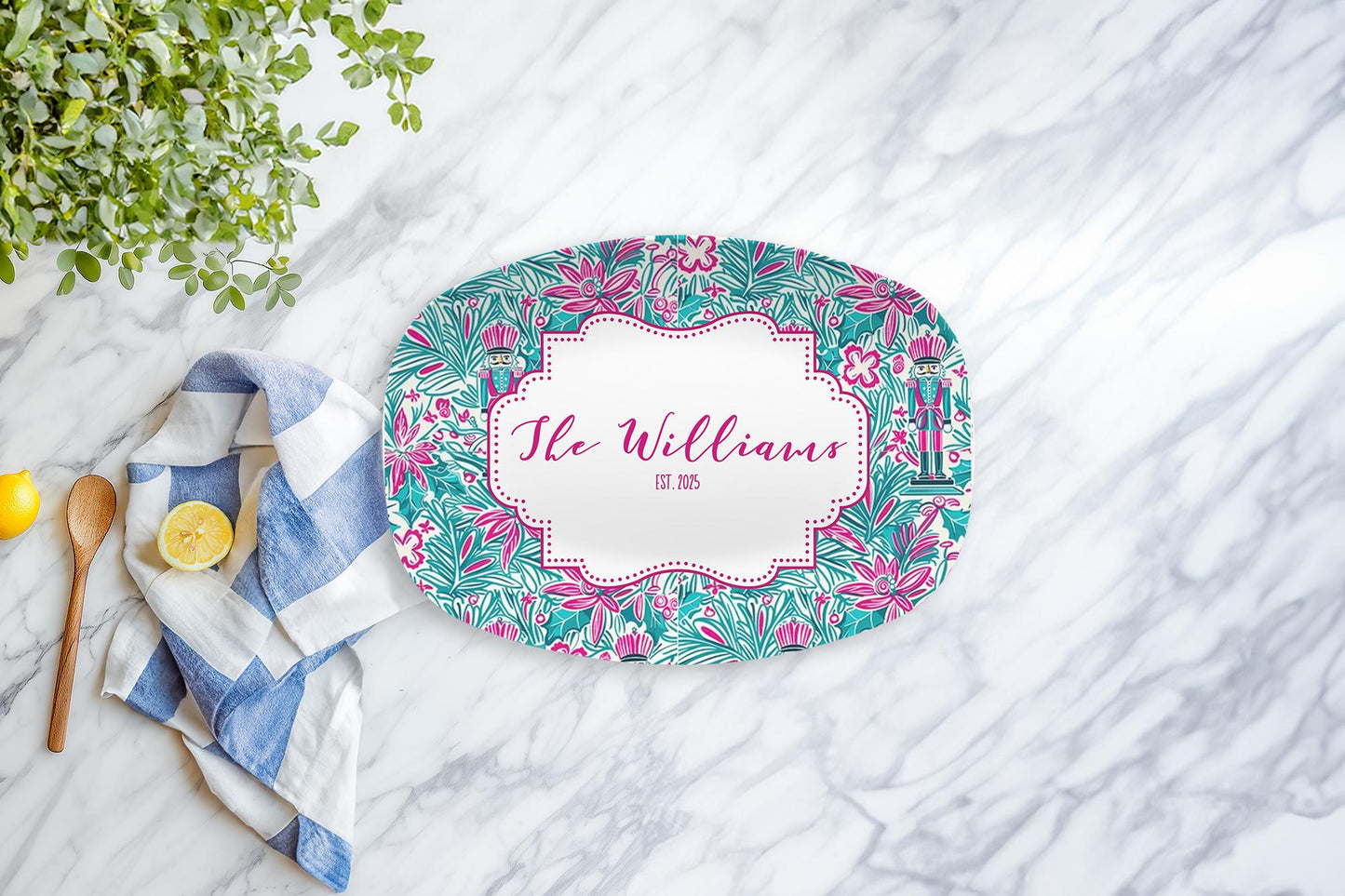 Preppy Nutcracker Holiday Personalized Platter