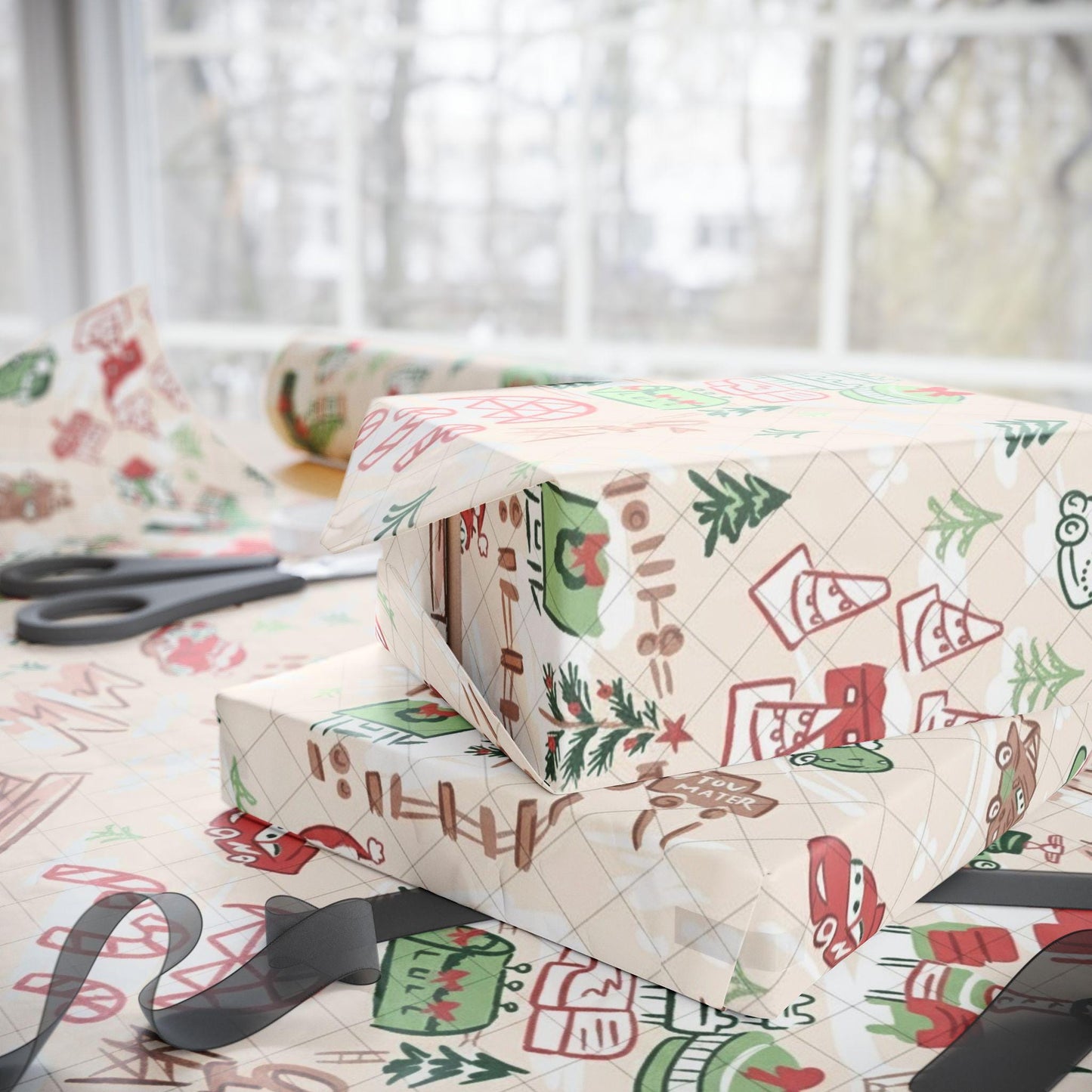Radiator Springs Inspired Retro Route 66 Town Christmas Gift Wrap