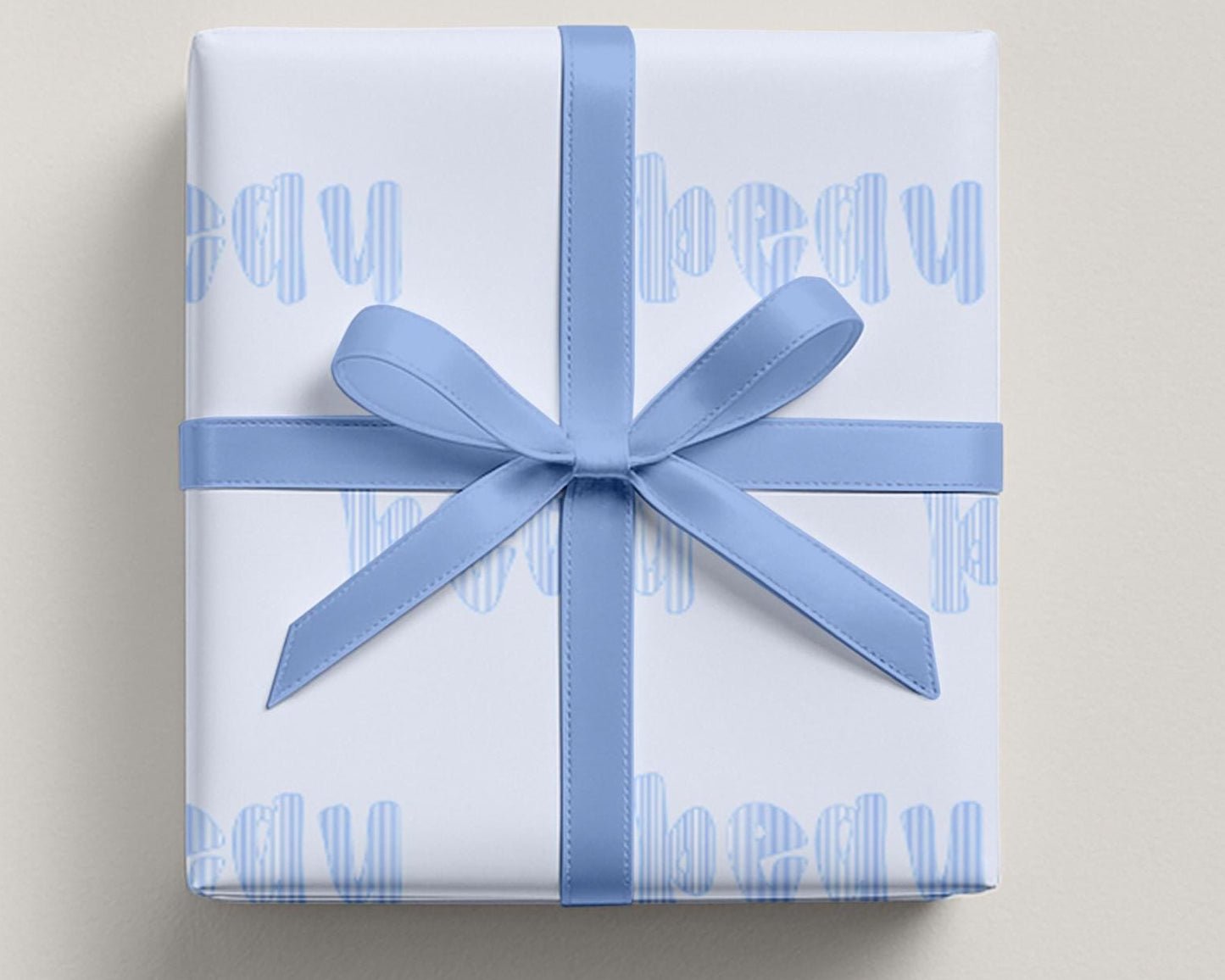 Blue Stripe Personalized Name Gift Wrap