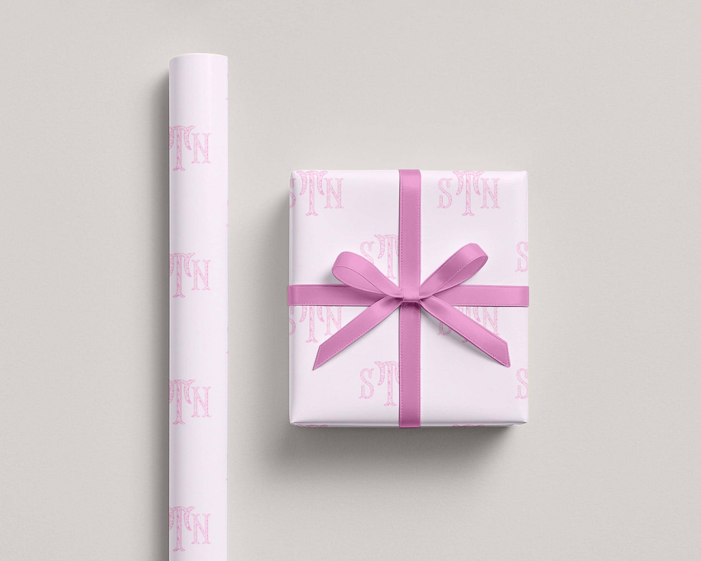 Custom Monogram Wrapping Paper Pink