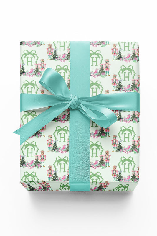 Nutcracker Monogram Christmas Wrapping Paper
