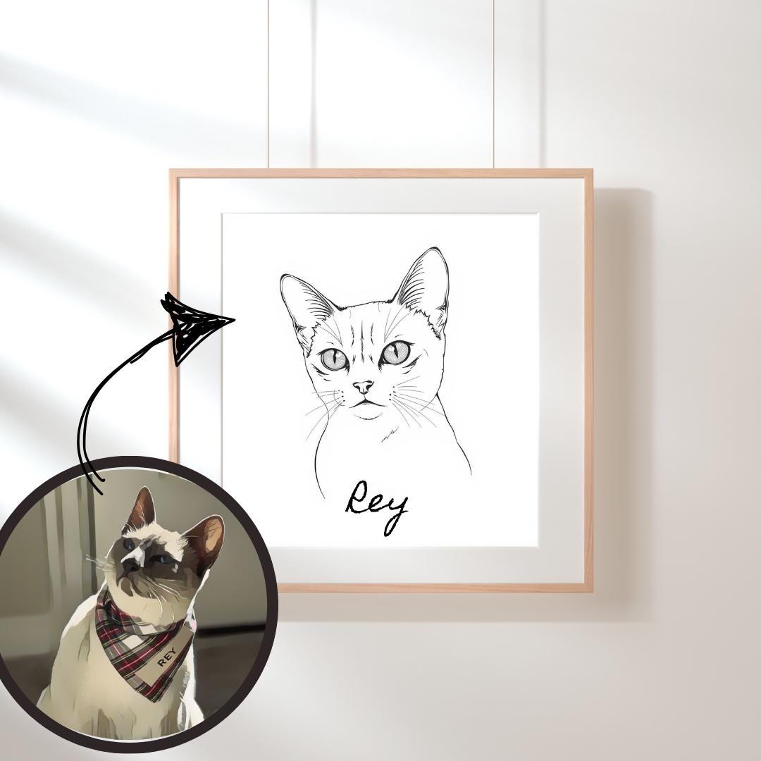 Custom Pet Line Art Portrait: Minimalist Pet Memorial (Digital Download)