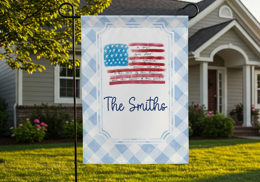 Personalized American Flag Garden Flag