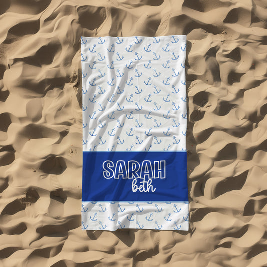 Personalized Anchor Beach Pool Towel