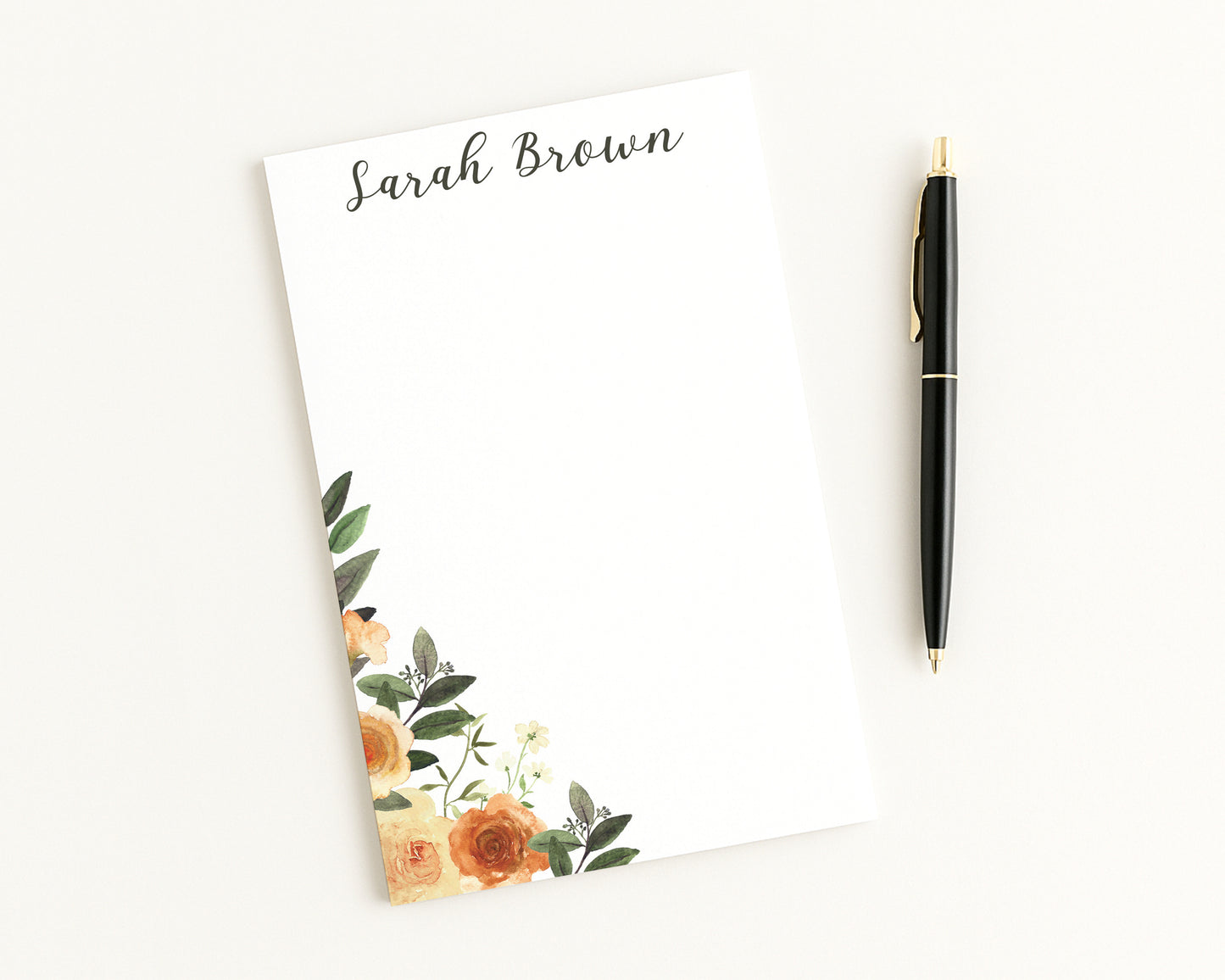 Personalized Note Pad, Floral Desk Stationery, Custom 4x6 Notepad Gift