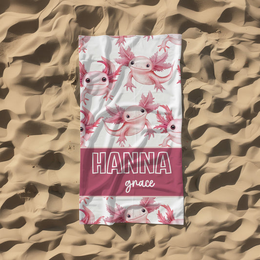 Personalized Axolotl Beach Towel