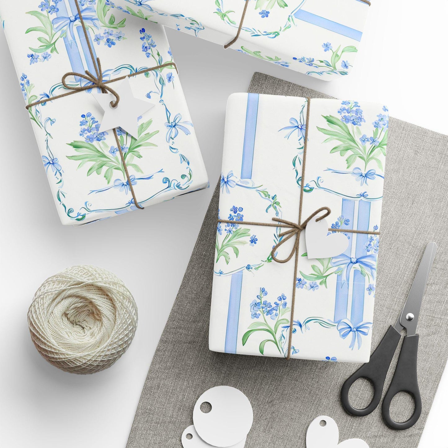 Vintage Blue Floral Wrapping Paper