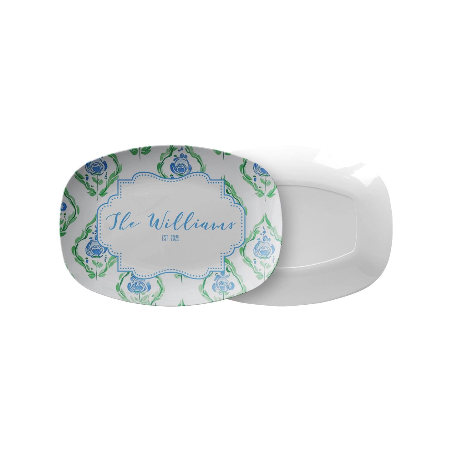 Blue Floral Platter Personalized Serving Tray