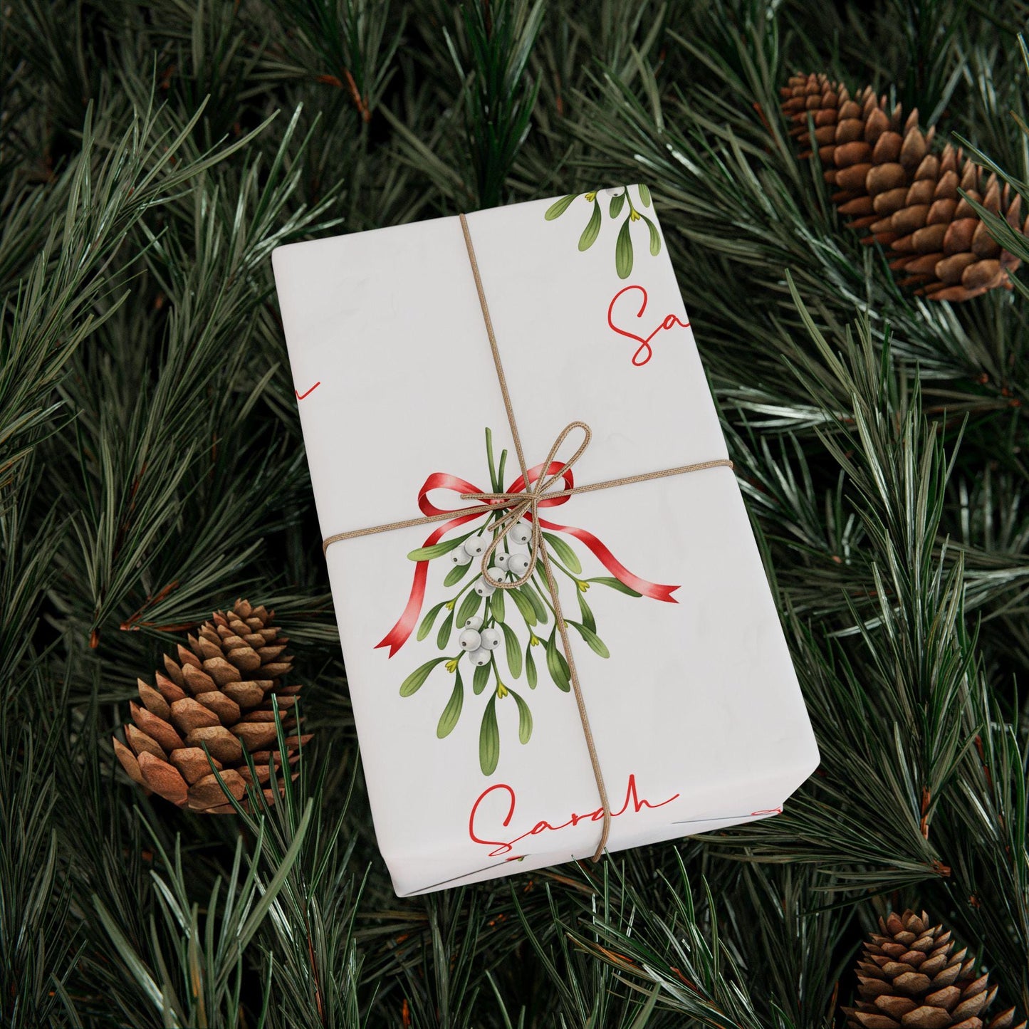 Personalized Mistletoe Wrapping Paper