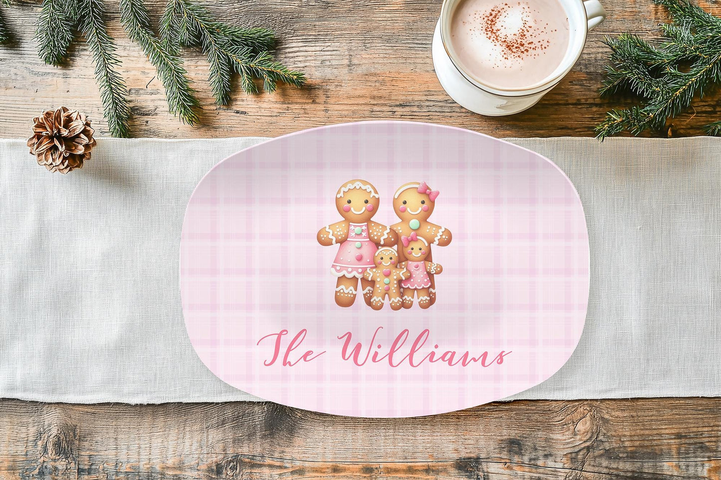 Personalized Gingerbread Family Christmas Platter