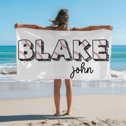 Personalized Baseball Beach Towel