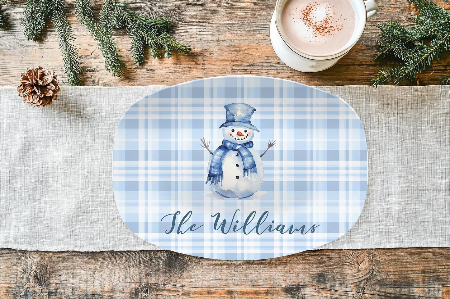 Personalized Snowman Christmas Platter