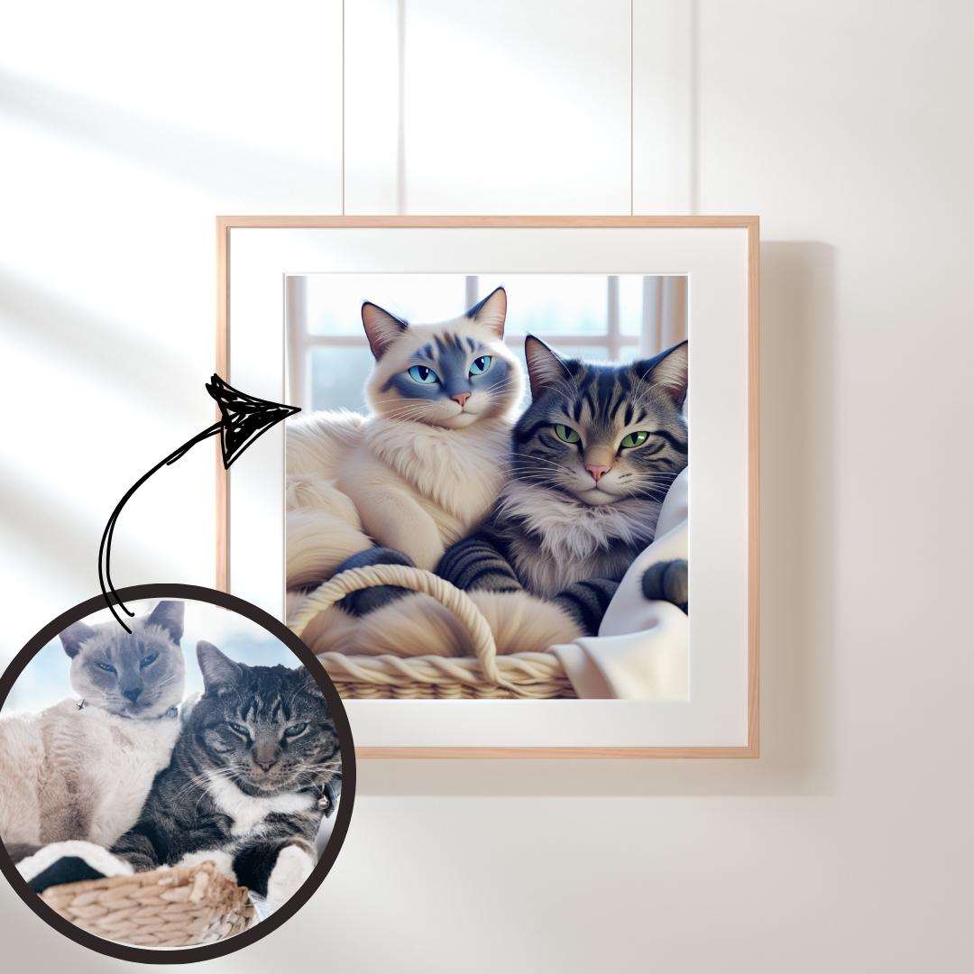 Custom Pet Cartoon Portrait: Personalized Pet Art (Digital Download)
