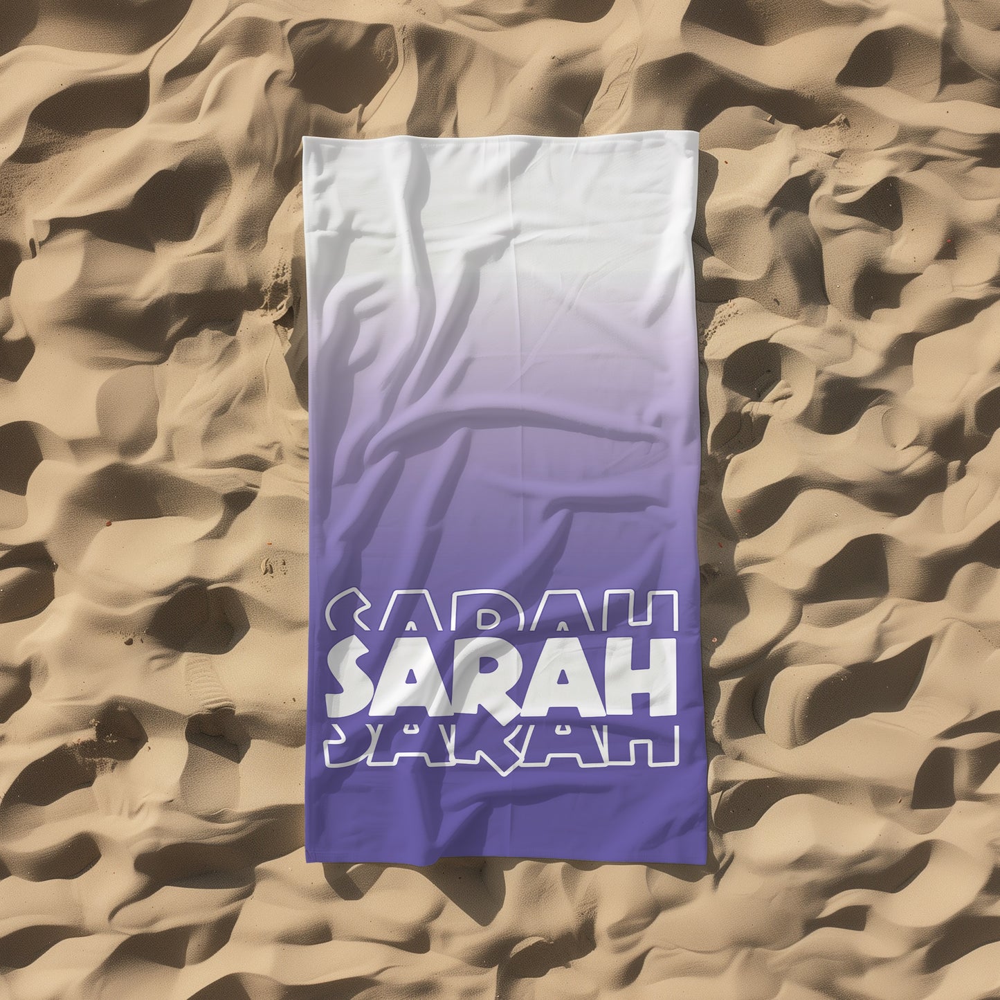 Personalized Purple Ombre Beach Towel