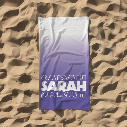 Personalized Purple Ombre Beach Towel