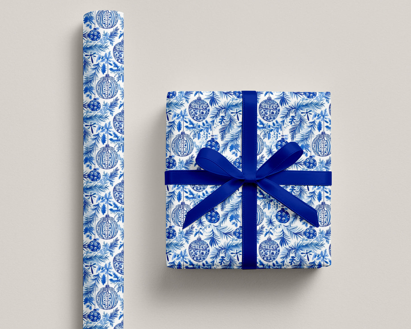 Blue Chinoiserie Christmas Wrapping Paper