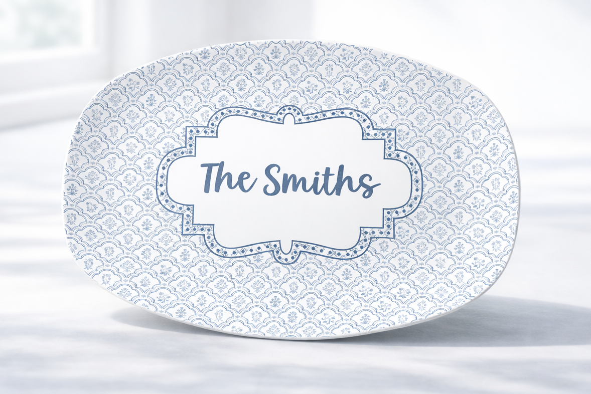 Personalized Blue Chinoiserie Platter