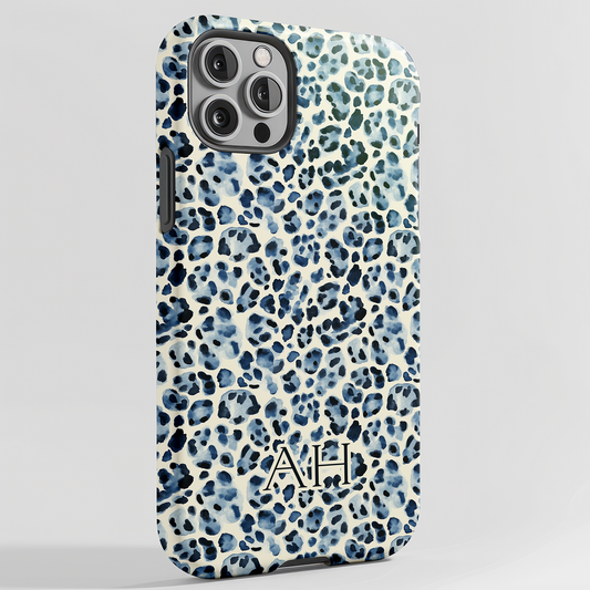 Personalized Blue Leopard Print Phone Case