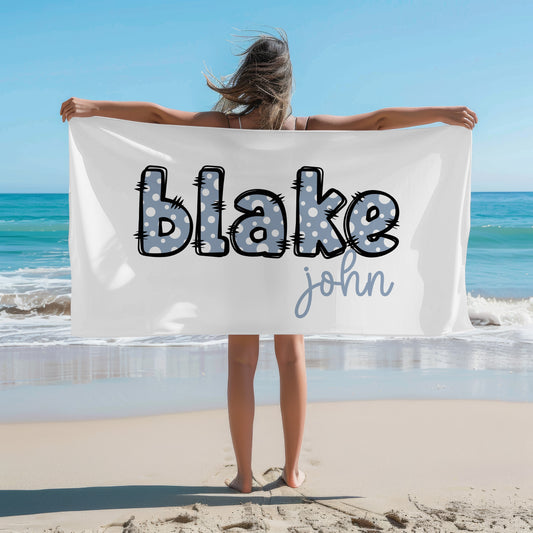 Personalized Polka Dot Name Beach Towel