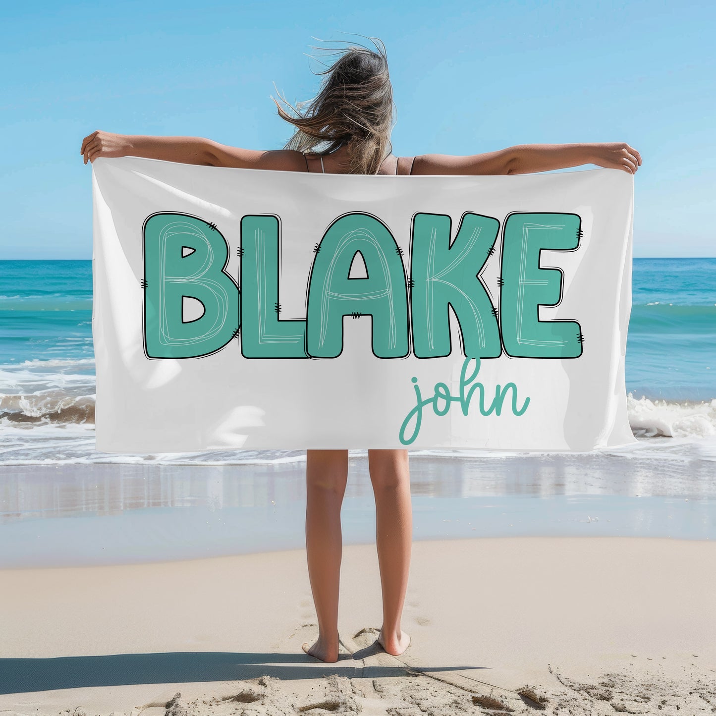 Personalized Name Beach Towel Scribbled