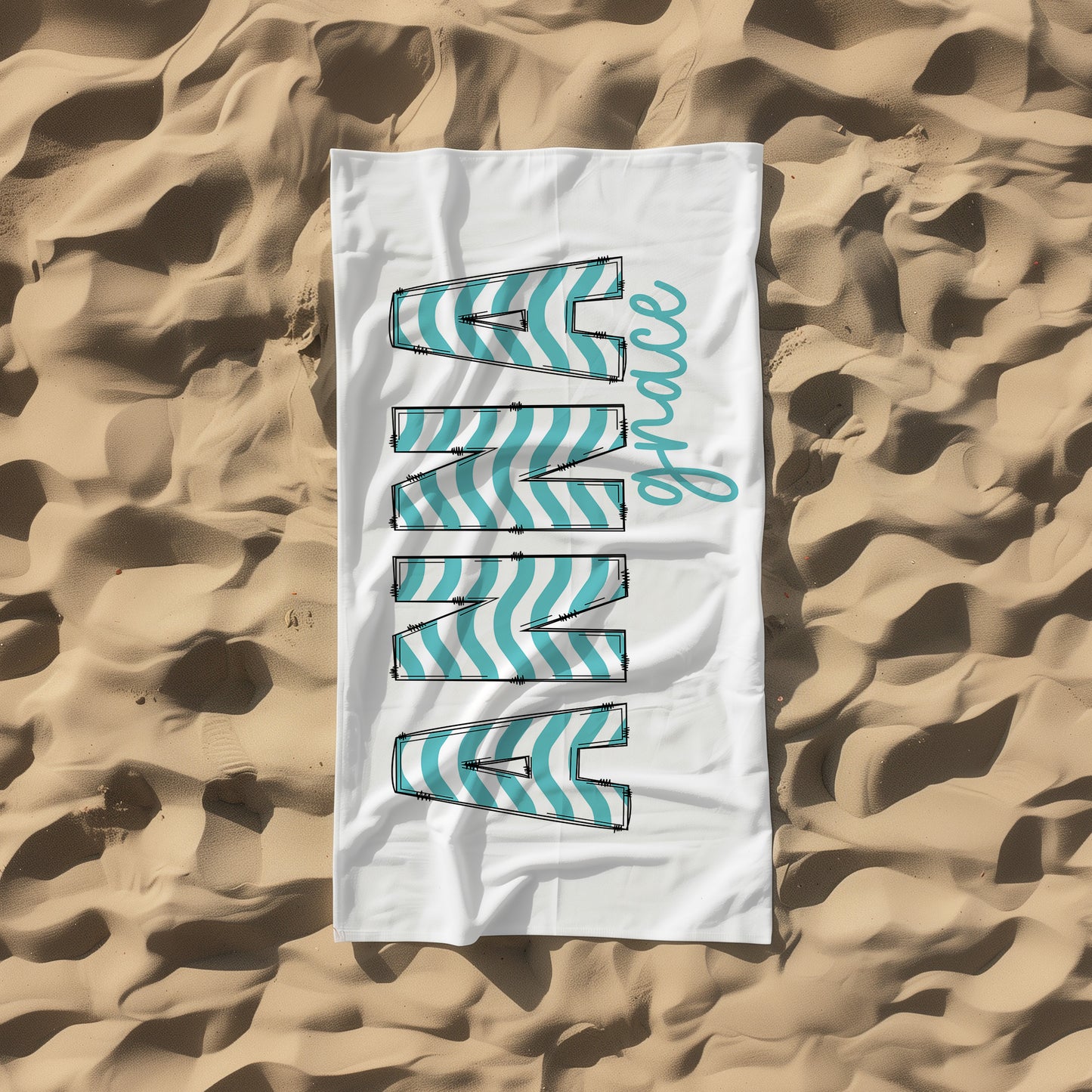 Personalized Wave Name Beach Towel